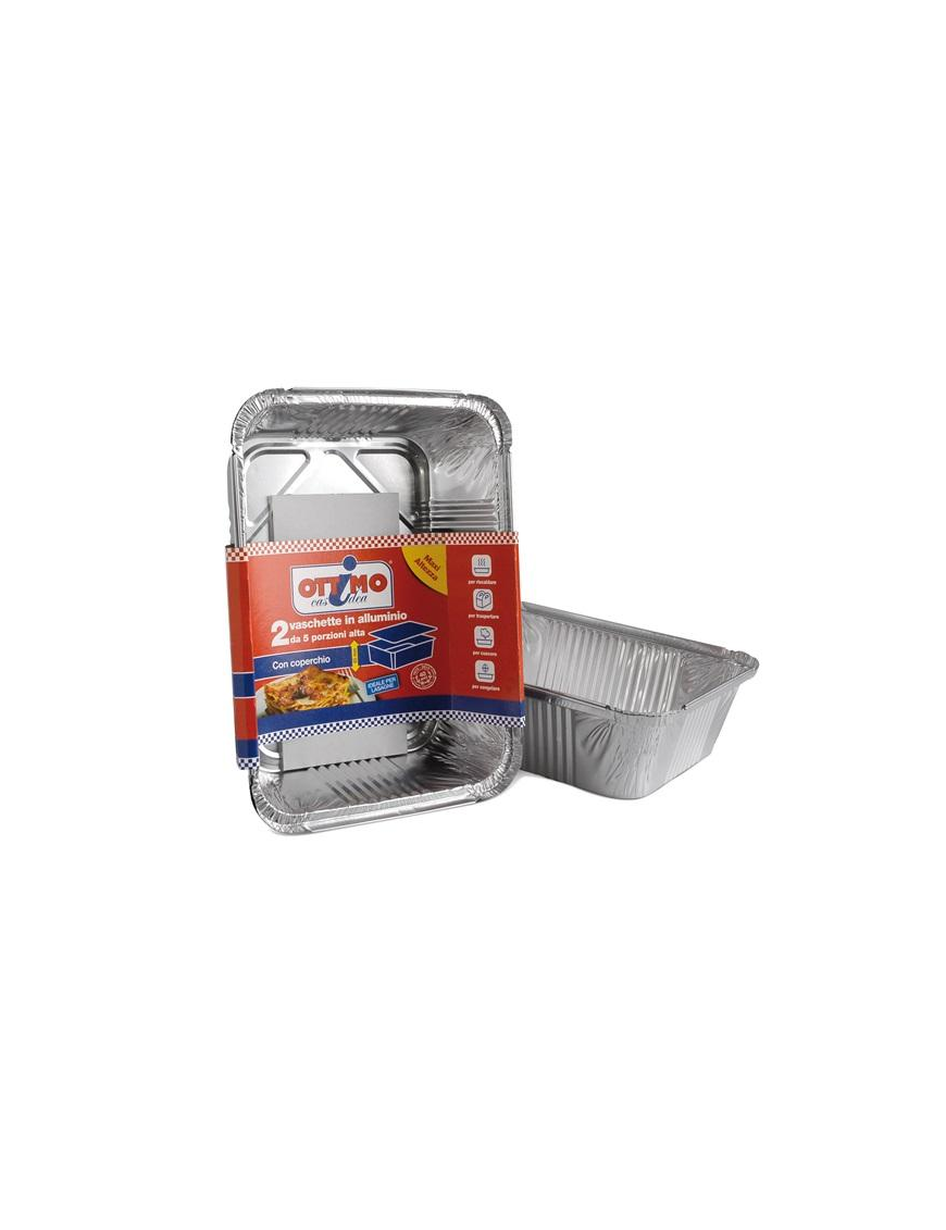 EXCELLENT CONTAINER WITH ALUMINUM LID 5 PORTIONS 2 pieces