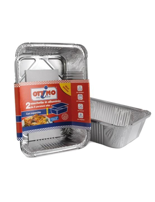 OTTIMO CONTENITORE CON COPERCHIO ALLUMINIO 5 PORZIONI 2 pezzi