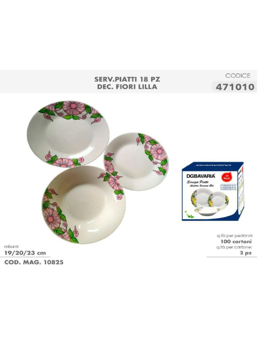 18-piece TABLE SERVICE WITH LILAC FLOWER DECORATION