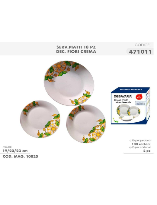 18-piece TABLE SERVICE WITH CREAM FLOWER DECORATION