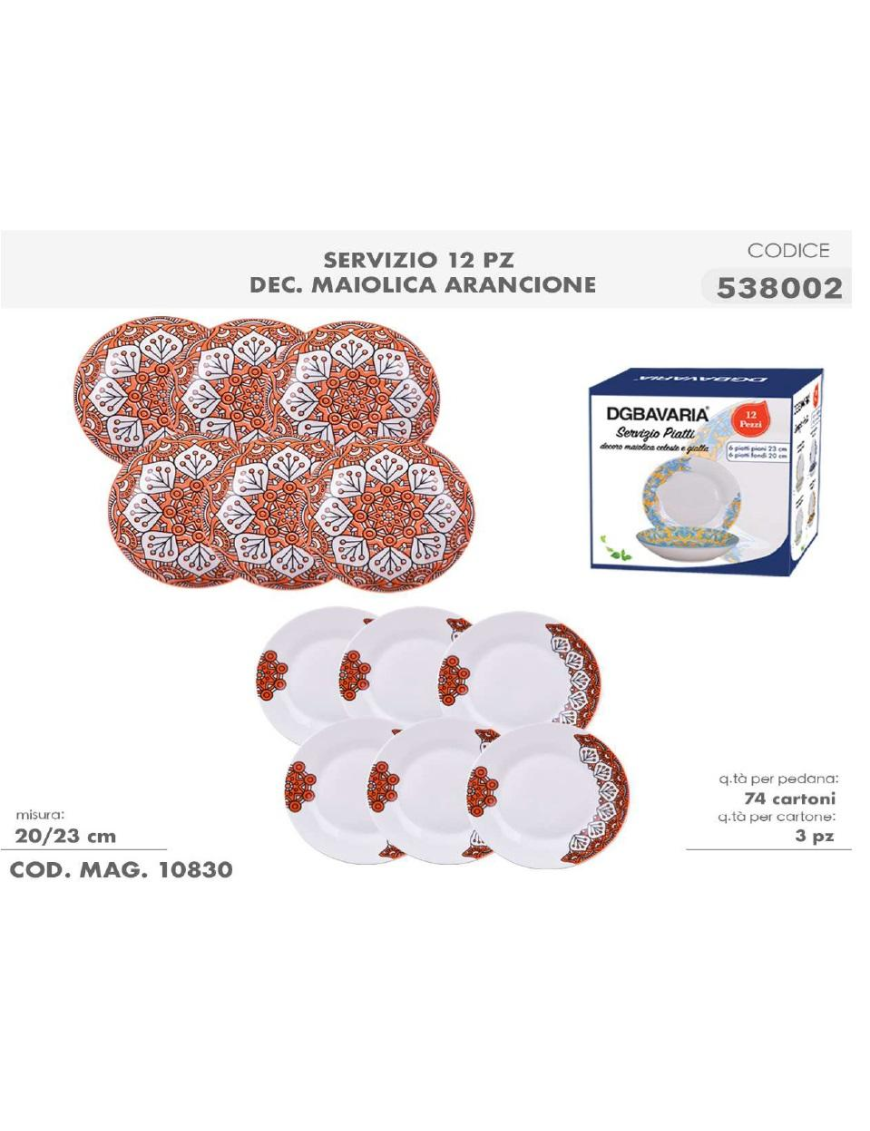 12-piece TABLE SERVICE WITH MAIOLICA DECORATION