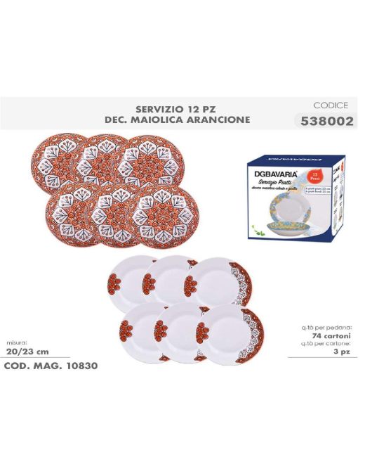 12-piece TABLE SERVICE WITH MAIOLICA DECORATION