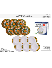 SERVIZIO TAVOLA  12pezzi DECORAZIONE LIMONE
