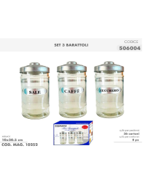 SET 3 SILVER JARS 20cm