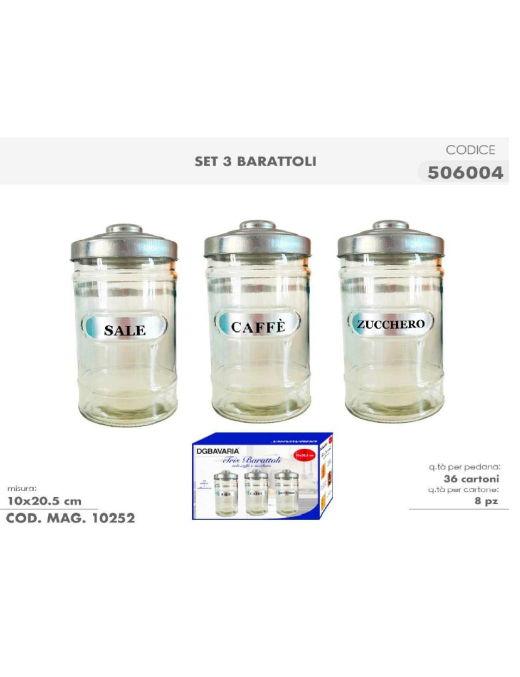 SET 3 SILVER JARS 20cm