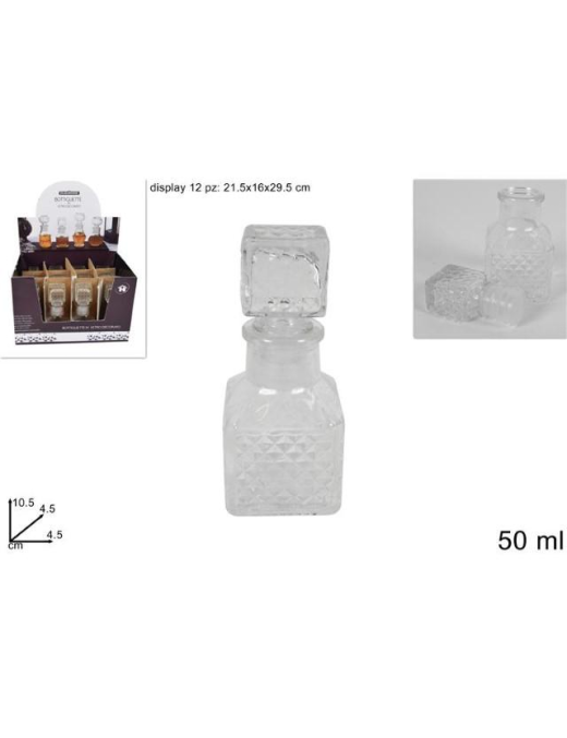 SQUARE DECORATED GLASS BOTTLE 50 ML