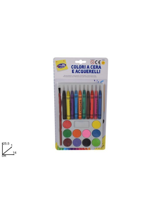 WAX CRAYONS + WATERCOLORS 12 COLORS