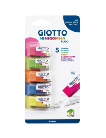 GIOTTO MINIGOMMA 5 PEZZI FLUO