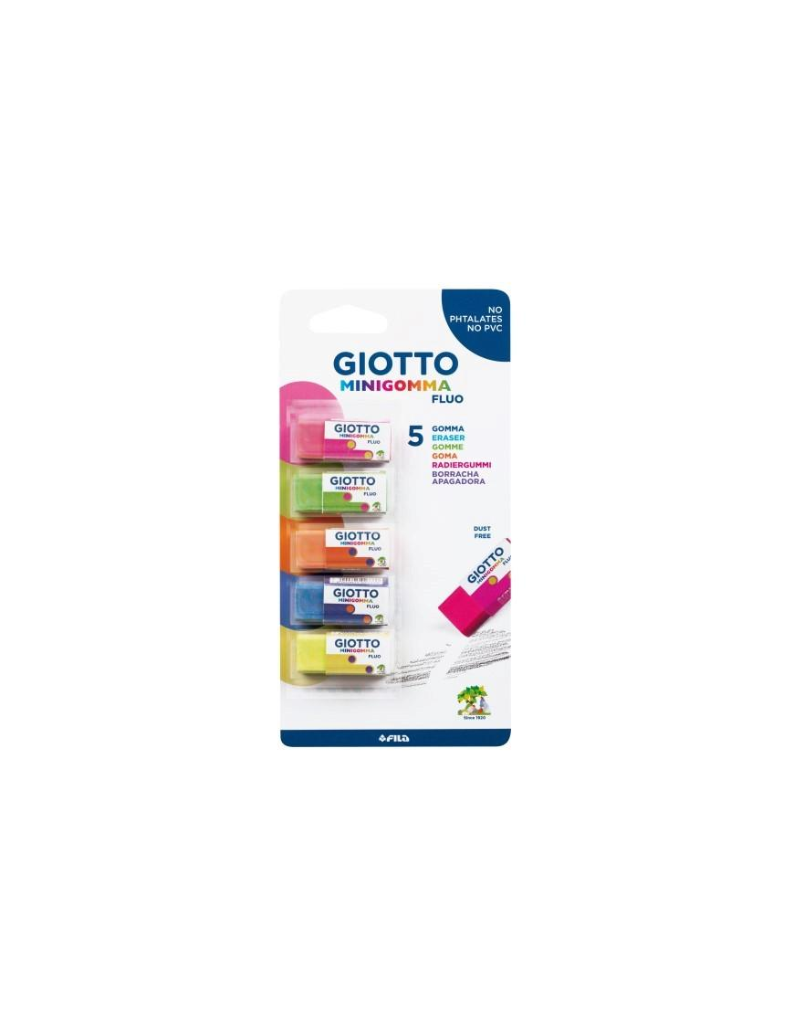 GIOTTO MINIGOMMA 5 PEZZI FLUO