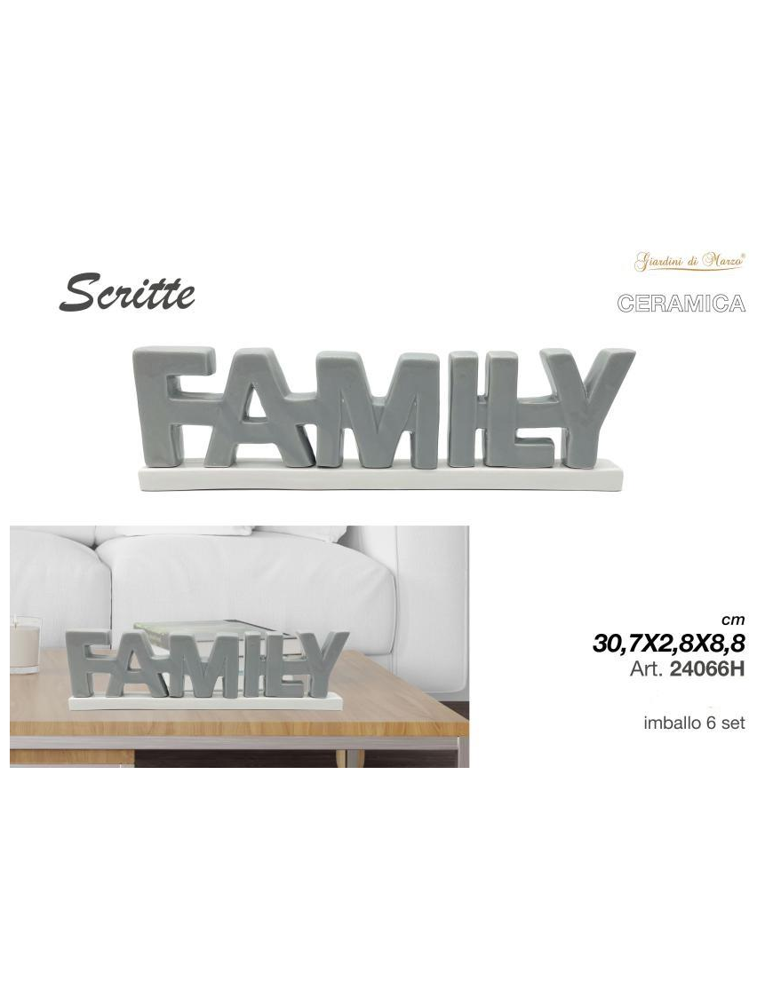 SCRITTA CERAMICA GRIGIO FAMILY