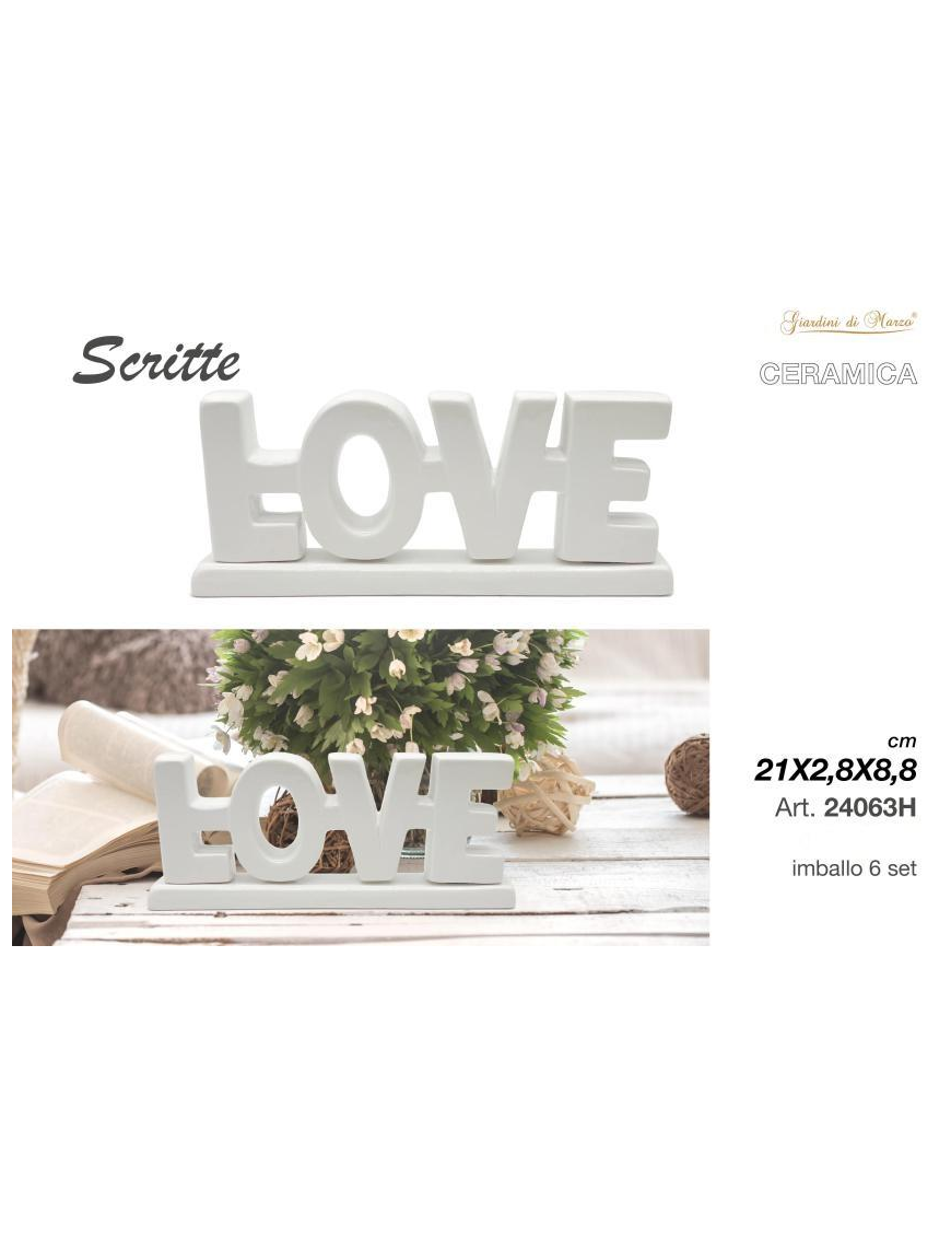 SCRITTA CERAMICA BIANCO LOVE