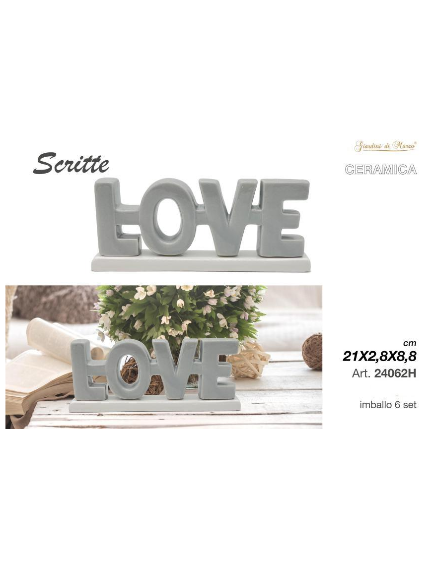 SCRITTA CERAMICA GRIGIO LOVE