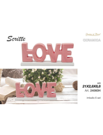SCRITTA CERAMICA ROSA LOVE