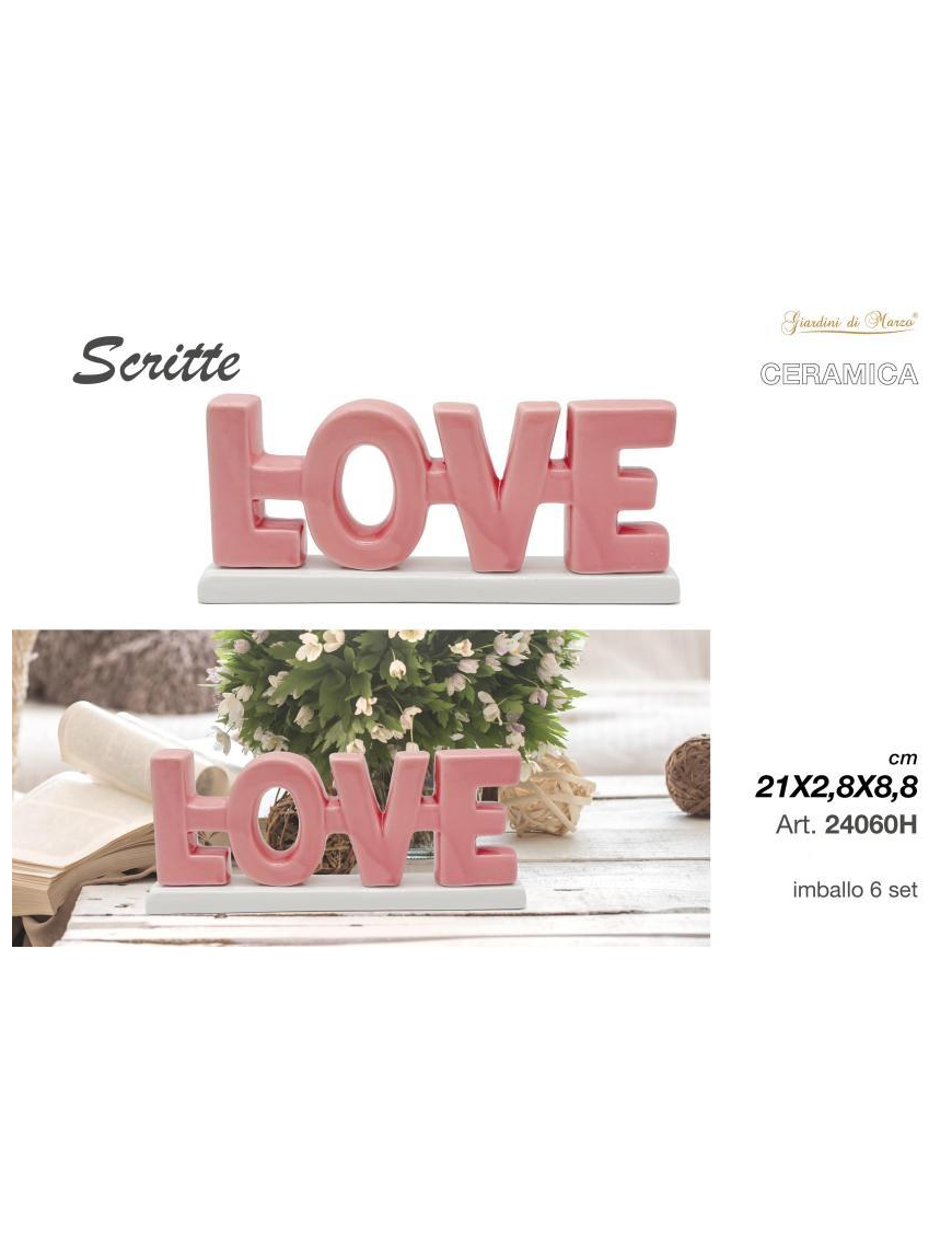 SCRITTA CERAMICA ROSA LOVE