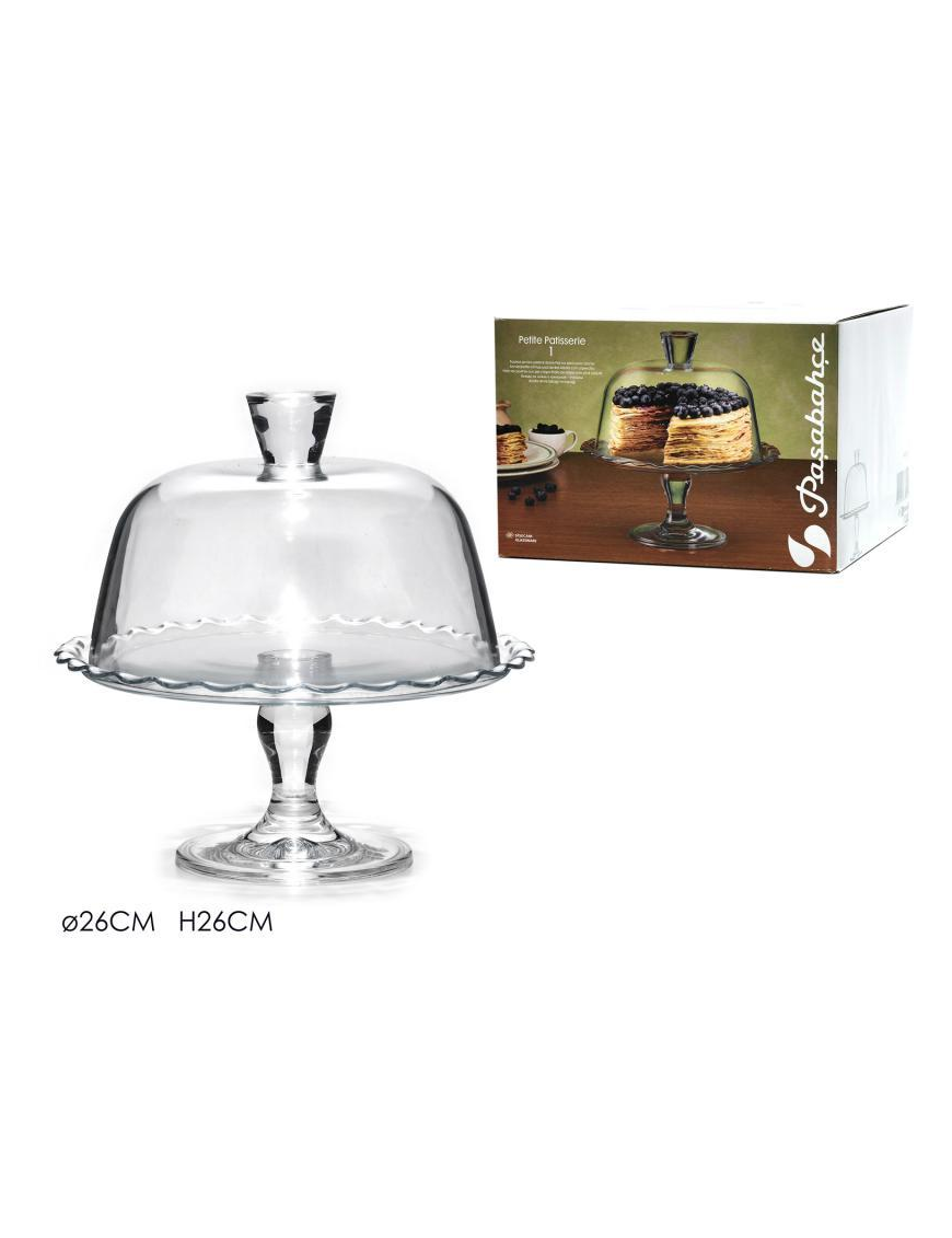 PASABAHCE CAKE STAND 26 CENTIMETERS WITH LID