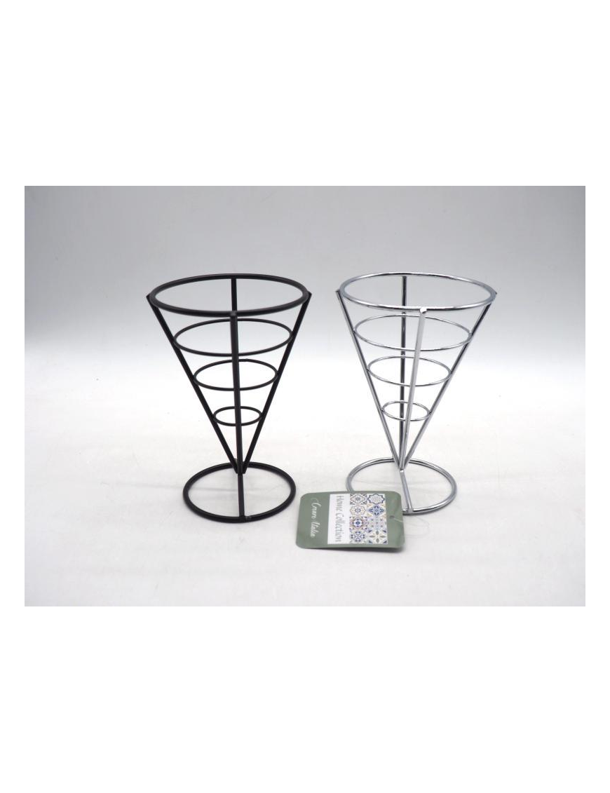 CONE 15x8cm SILVER OR BLACK METAL