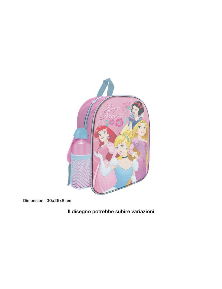 PRINCESS PVC BACKPACK 30cm WITH BOTTLE