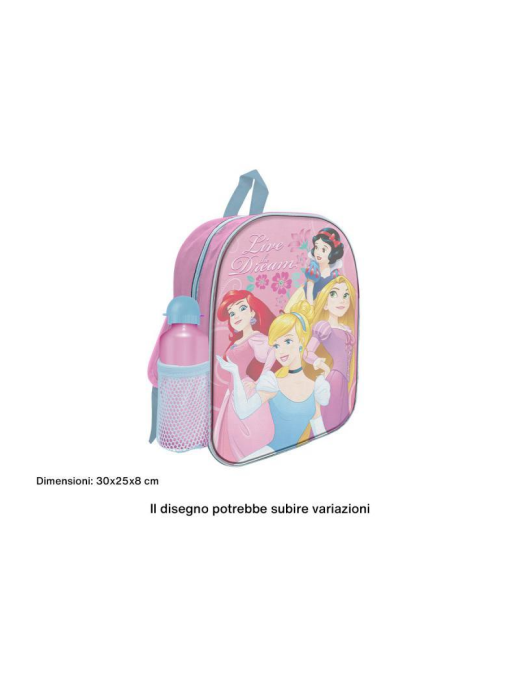 PRINCESS PVC BACKPACK 30cm WITH BOTTLE