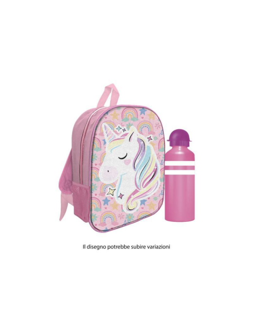 UNICORN PVC BACKPACK 30cm WITH BOTTLE
