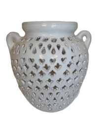 WHITE PERFORATED WALL PLANTER 25 CM