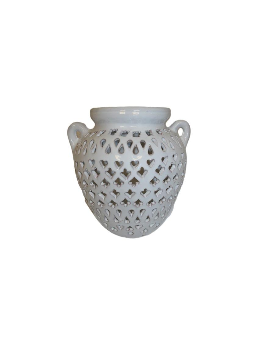 WHITE PERFORATED WALL PLANTER 17 CM
