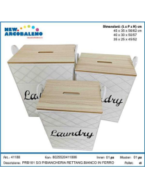 RECTANGULAR CORNER WHITE IRON LAUNDRY HOLDER 3 pieces