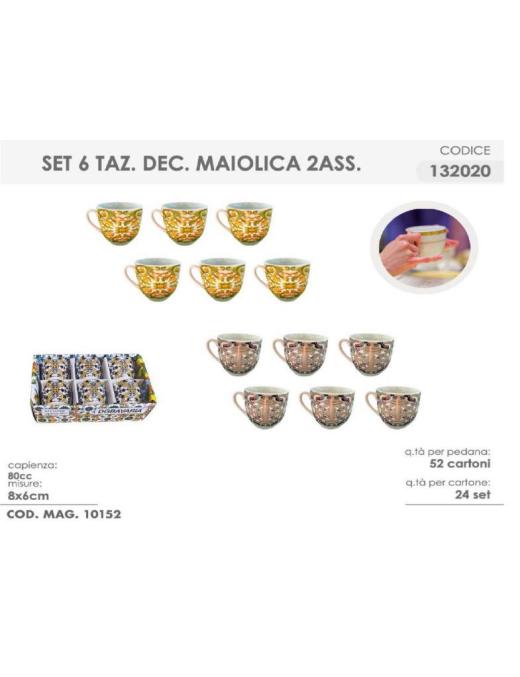 CAFFE' MAIOLICA 6 PIECES WITHOUT SAUCERS