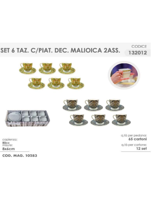 CAFFE' MAIOLICA 6 PIECES WITH SAUCERS