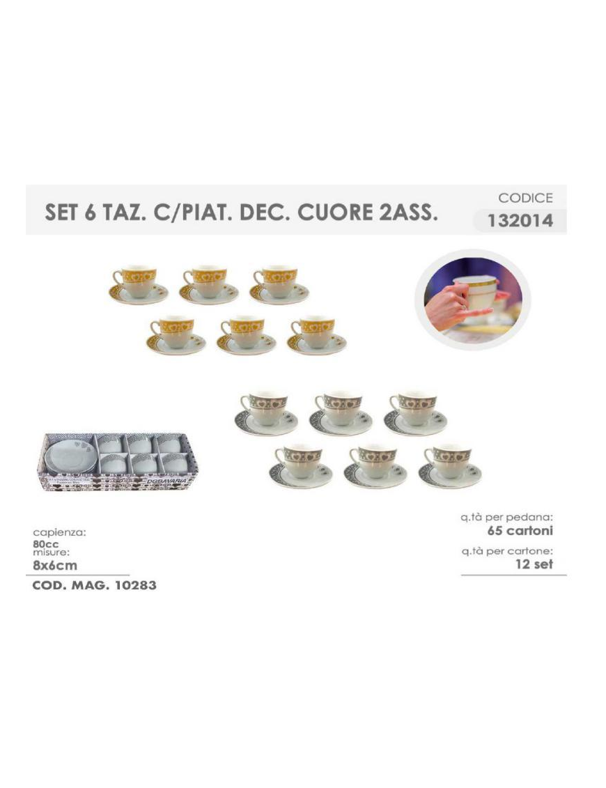 CAFFE' CUORE 6 PEZZI CON PIATTINI