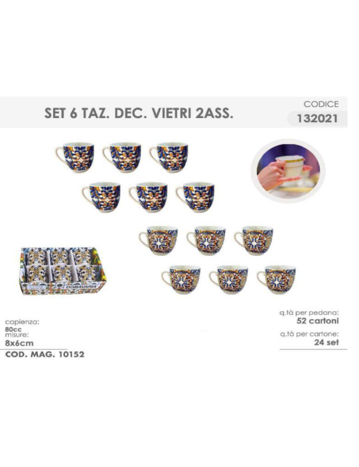 CAFFE' VIETRI 6 PIECES WITHOUT SAUCERS