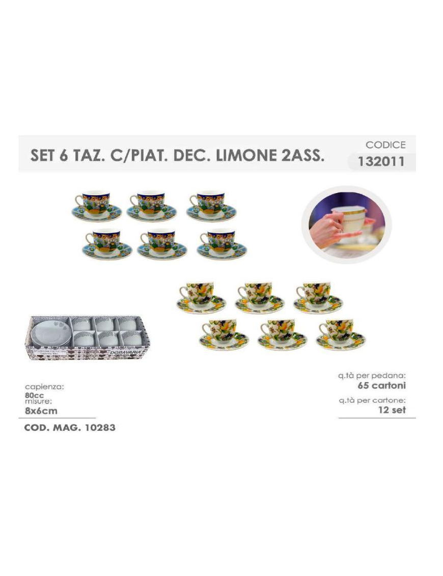 LEMON COFFEE 6 PIECES WITH SAUCERS