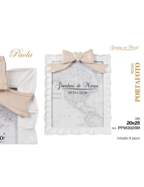WHITE PHOTO FRAME WITH TAUPE BOW 20x25 CENTIMETERS