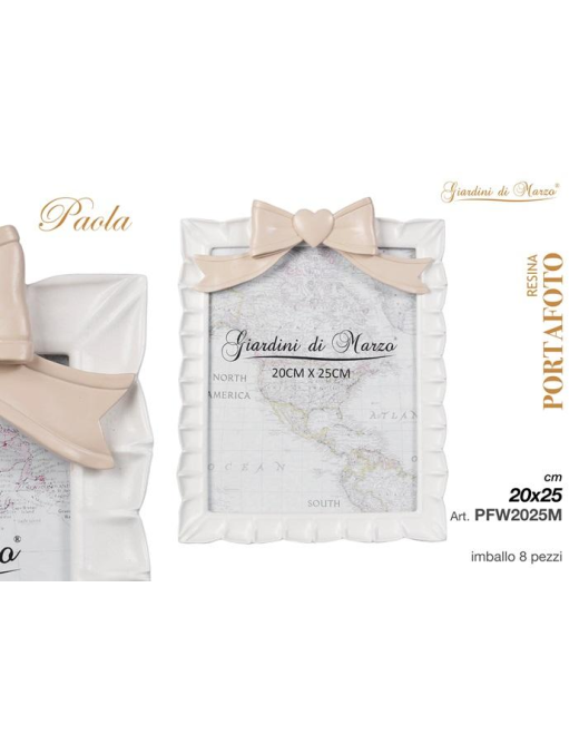 PORTAFOTO BIANCO FIOCCO TORTORA 20x25 CENTIMETRI