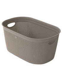 TAUPE WEAVE BASKET 23.5x18x12cm