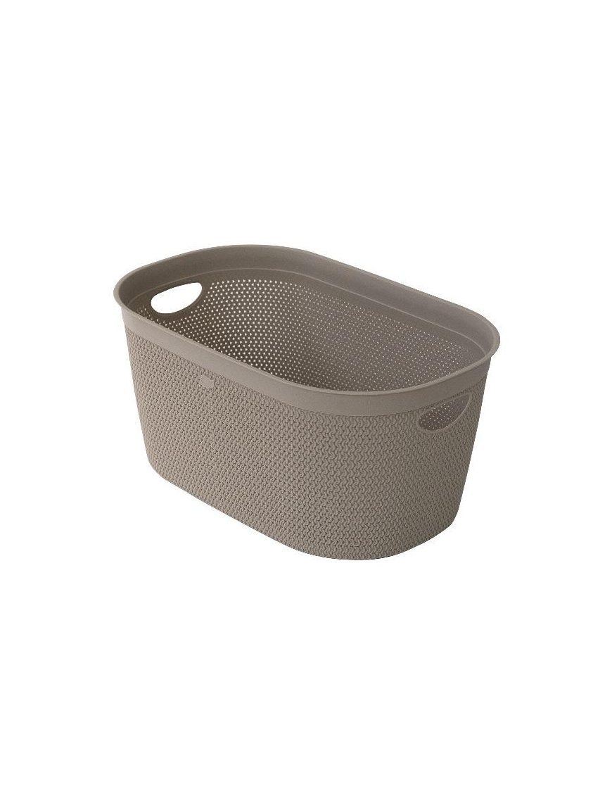 TAUPE WEAVE BASKET 23.5x18x12cm