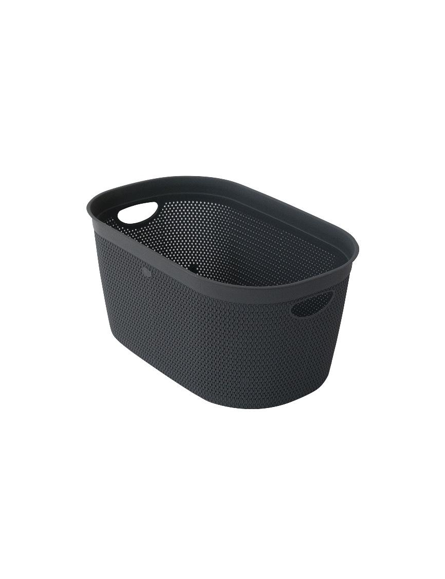 GRAY WEAVE BASKET 23.5x18x12cm