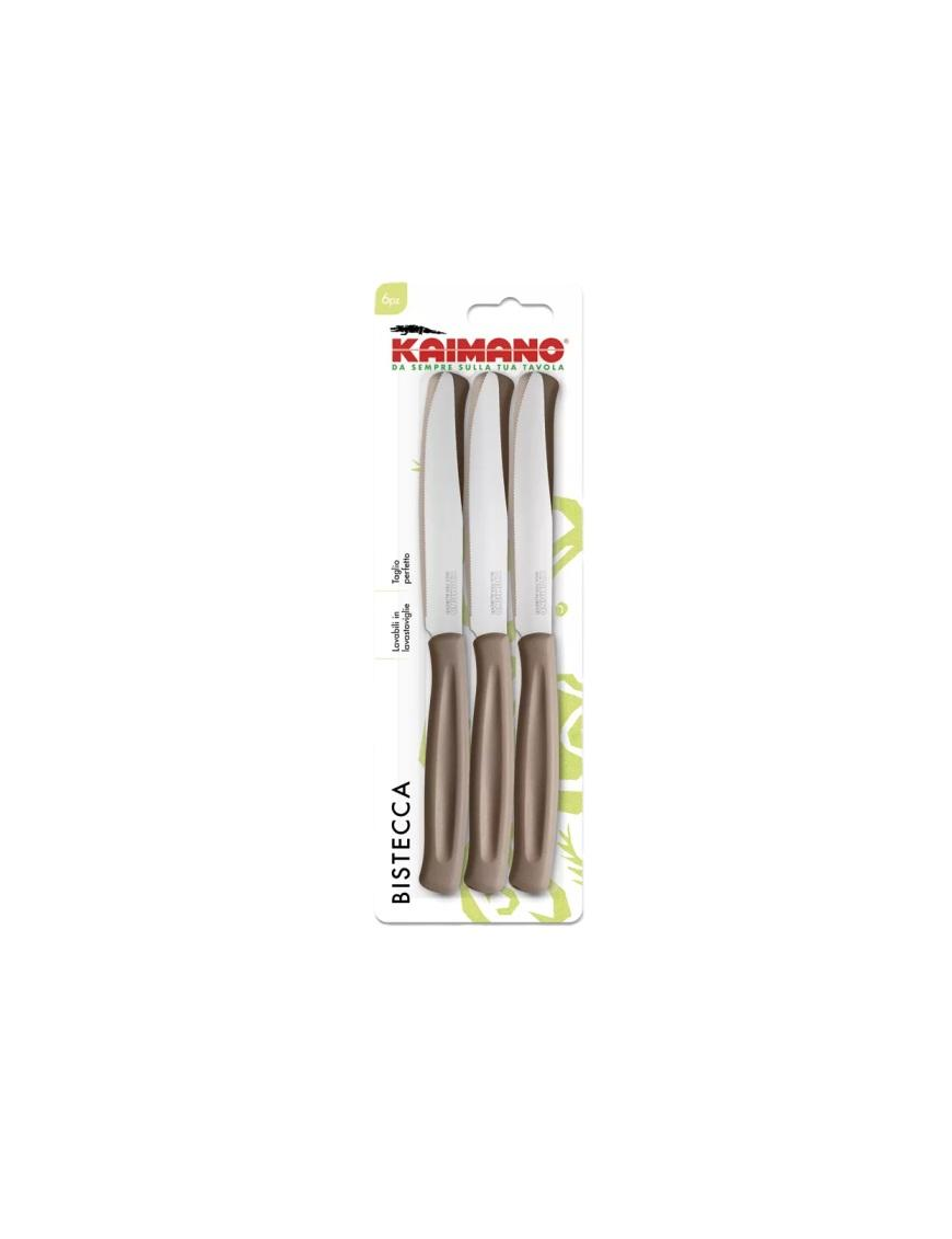 COLTELLI 6 PEZZI PER BISTECCA KAIMANO DINAMIK MARRONE