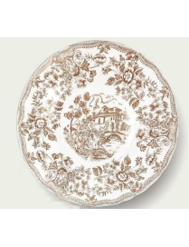 DINNER PLATE WITH TAUPE ENGLISH DECORATION 33 CENTIMETERS