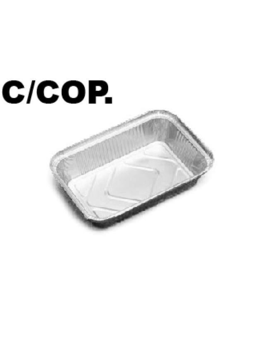 2 PORTION ALUMINUM TRAY WITH LID, 100 PIECES