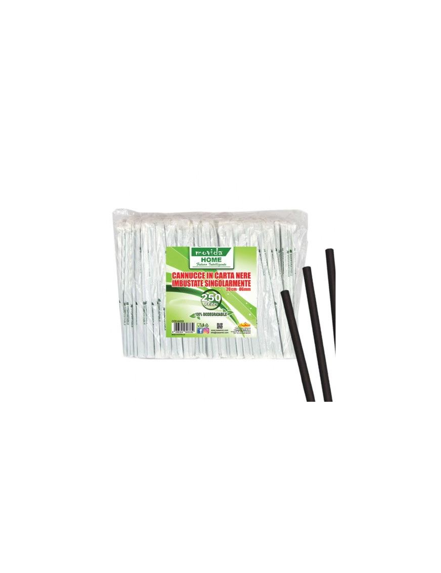 CANNUCCE BIO NERE 250 PEZZI 20 CENTIMETRI x 6 MILLIMETRI