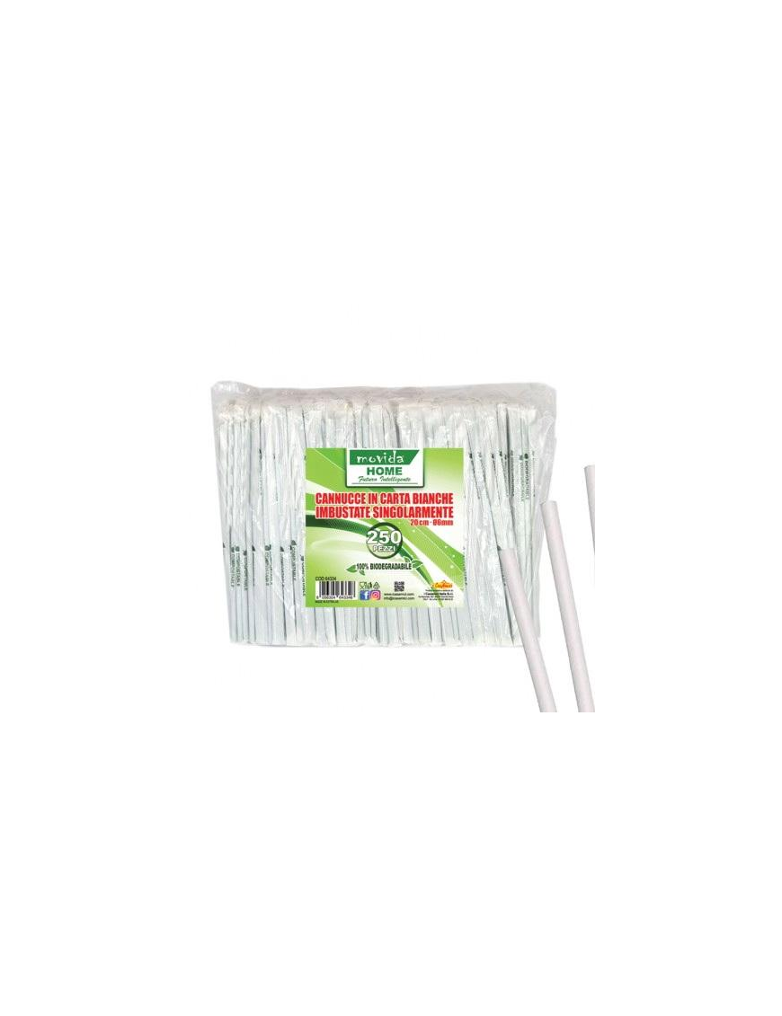 ORGANIC WHITE STRAWS 250 PIECES 20 CENTIMETERS x 6 MM
