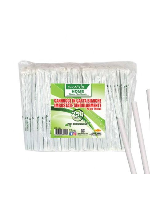 ORGANIC WHITE STRAWS 250 PIECES 20 CENTIMETERS x 6 MM
