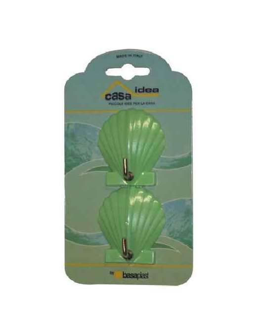 SET OF 2 SINGLE SHELL SHAPE WALL HOOKS