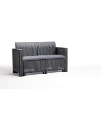 LINEA RATTAN ANTRACITE SET SOFA NEBRASKA 2, 2 POLTRONE, 1 SOFA 2 POSTI E TAVOLINO