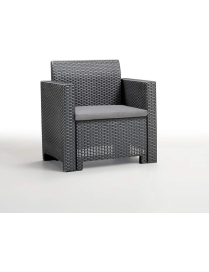 LINEA RATTAN ANTRACITE SET SOFA NEBRASKA 2, 2 POLTRONE, 1 SOFA 2 POSTI E TAVOLINO
