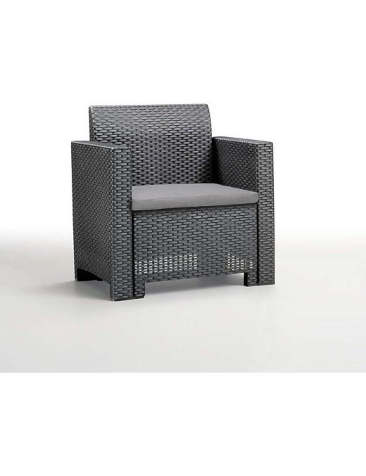 LINEA RATTAN ANTRACITE SET SOFA NEBRASKA 2, 2 POLTRONE, 1 SOFA 2 POSTI E TAVOLINO