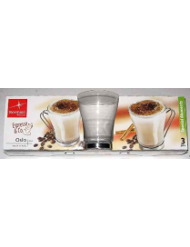 OSLO CAPPUCINO TEMPERATO CON MANICO IN ACCIAIO INOX 3 PEZZI 22cl