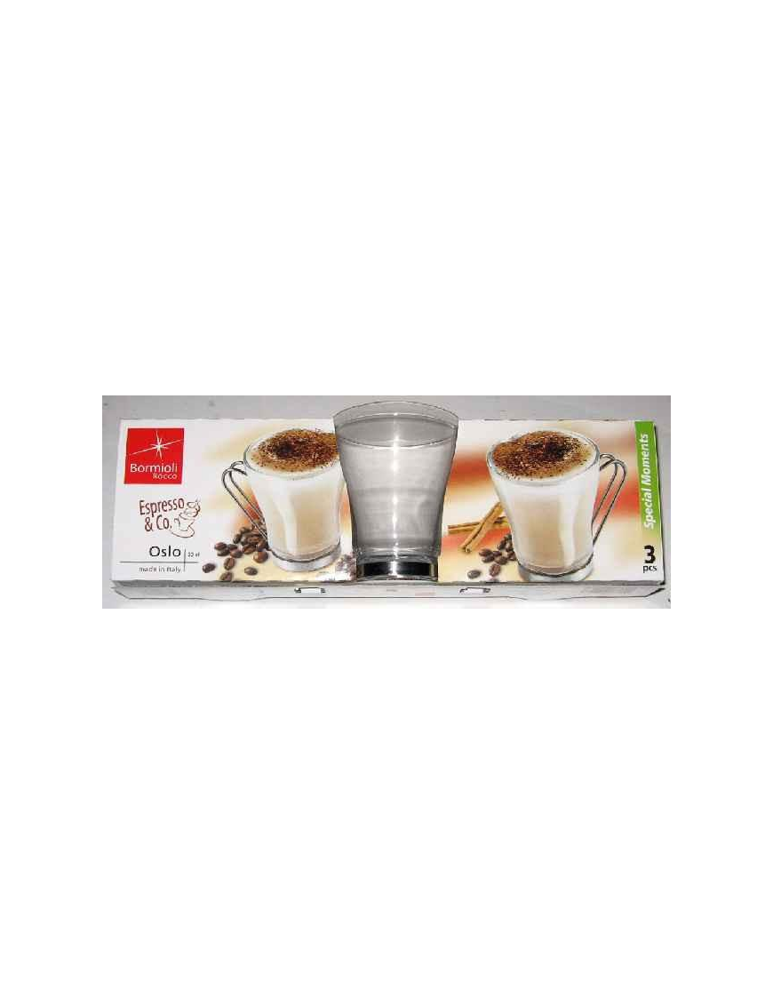 OSLO TEMPERED CAPPUCINO WITH STAINLESS STEEL HANDLE 3 PIECES 22cl