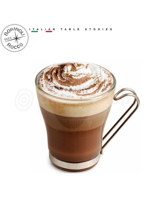 OSLO CAPPUCINO TEMPERATO CON MANICO IN ACCIAIO INOX 3 PEZZI 22cl