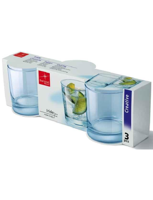 IRIDE ACQUA BICCHIERE AZZURRO 25cl 3 PEZZI